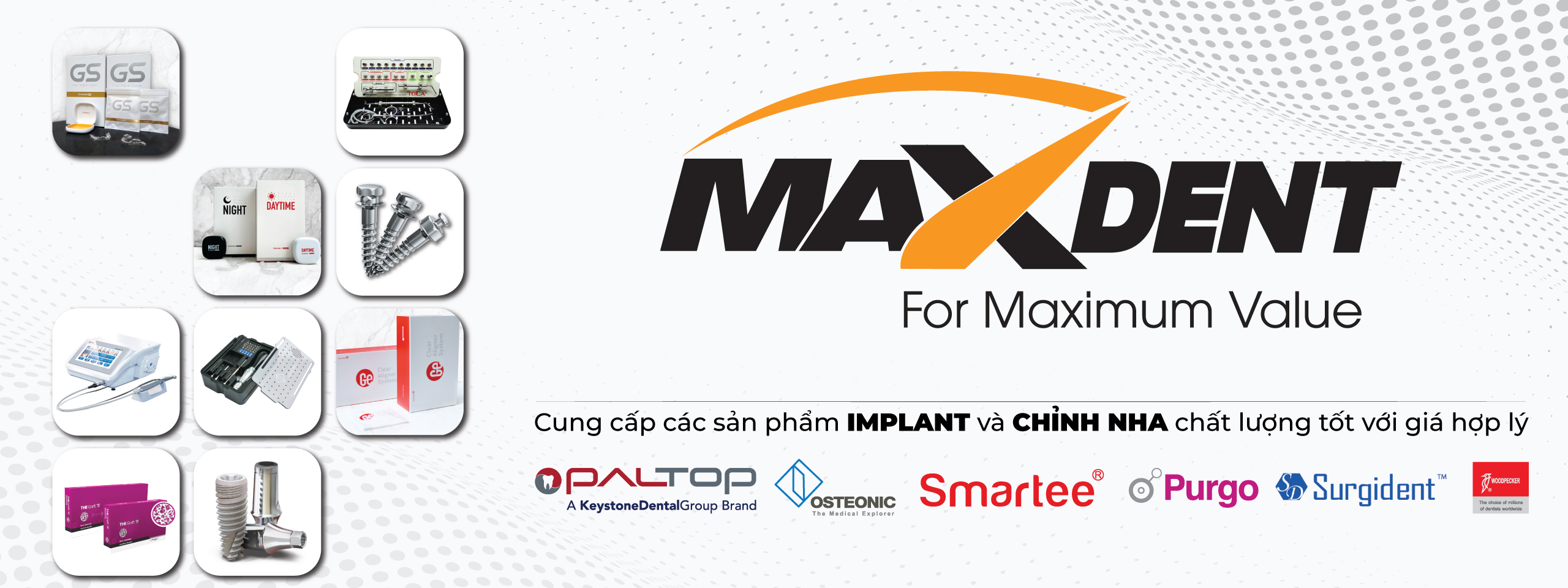 Logo Maxdent và logo đối tác